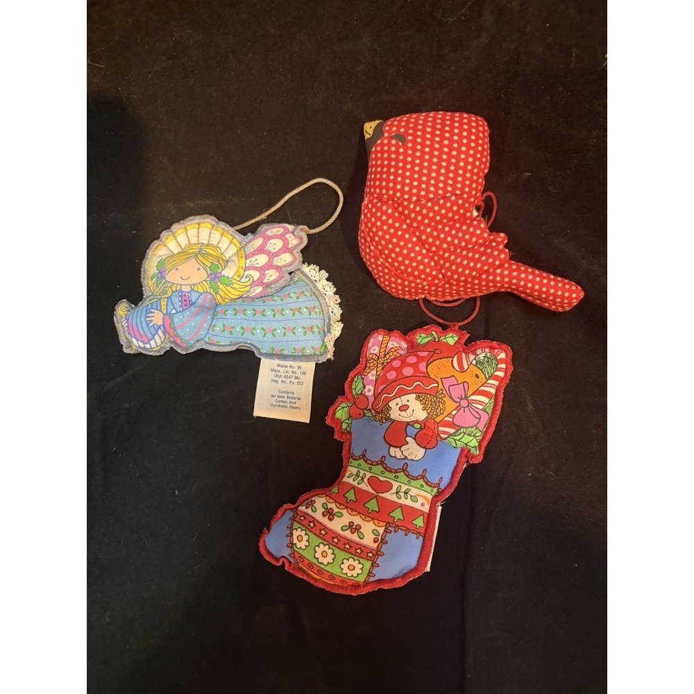 Vintage Hallmark 80s Stocking Bird Angel Fabric Tree Gift Trim Trimmer Ornament